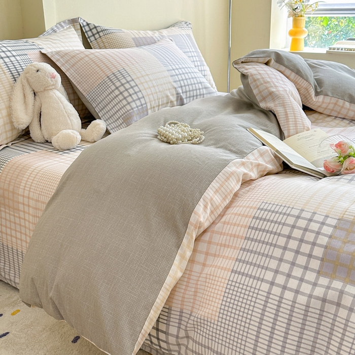 91家纺网 家纺一手货源 找家纺 绵庭家纺 2025新款田园花卉全棉纯棉印花四件套 奶盖格