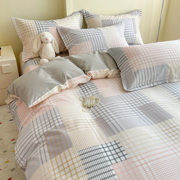 91家纺网 家纺一手货源 找家纺 绵庭家纺 2025新款田园花卉全棉纯棉印花四件套 奶盖格