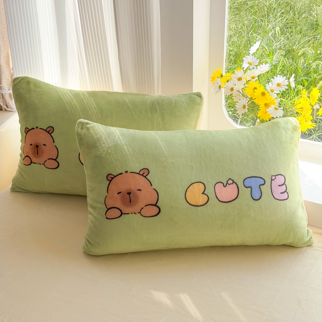 91家纺网 家纺一手货源 找家纺 浩诚 2025新款高克重原创设计牛奶绒大版卡通四件套第2批 水豚巴拉