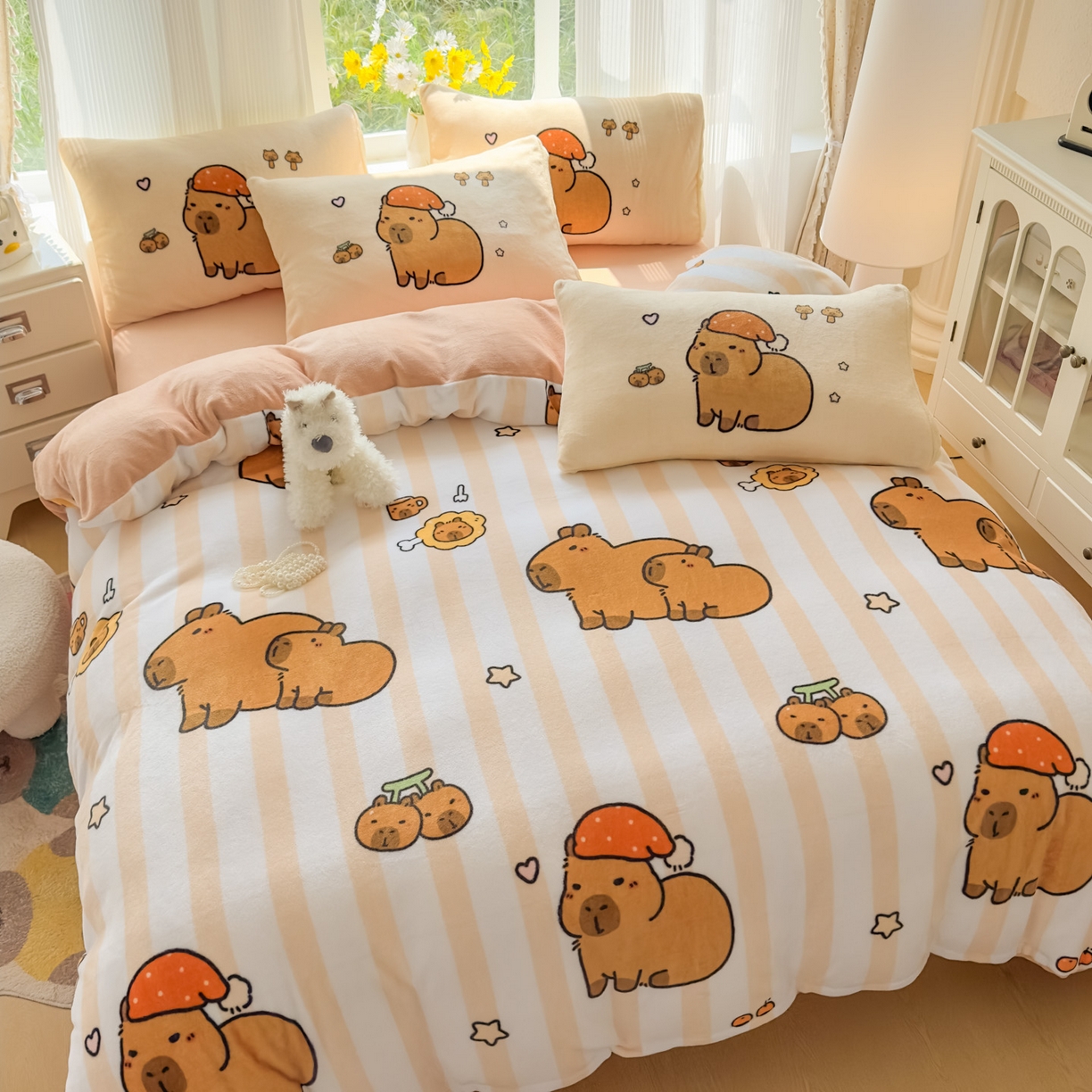 浩诚 2025新款高克重原创设计牛奶绒大版卡通四件套第2批 条纹巴拉