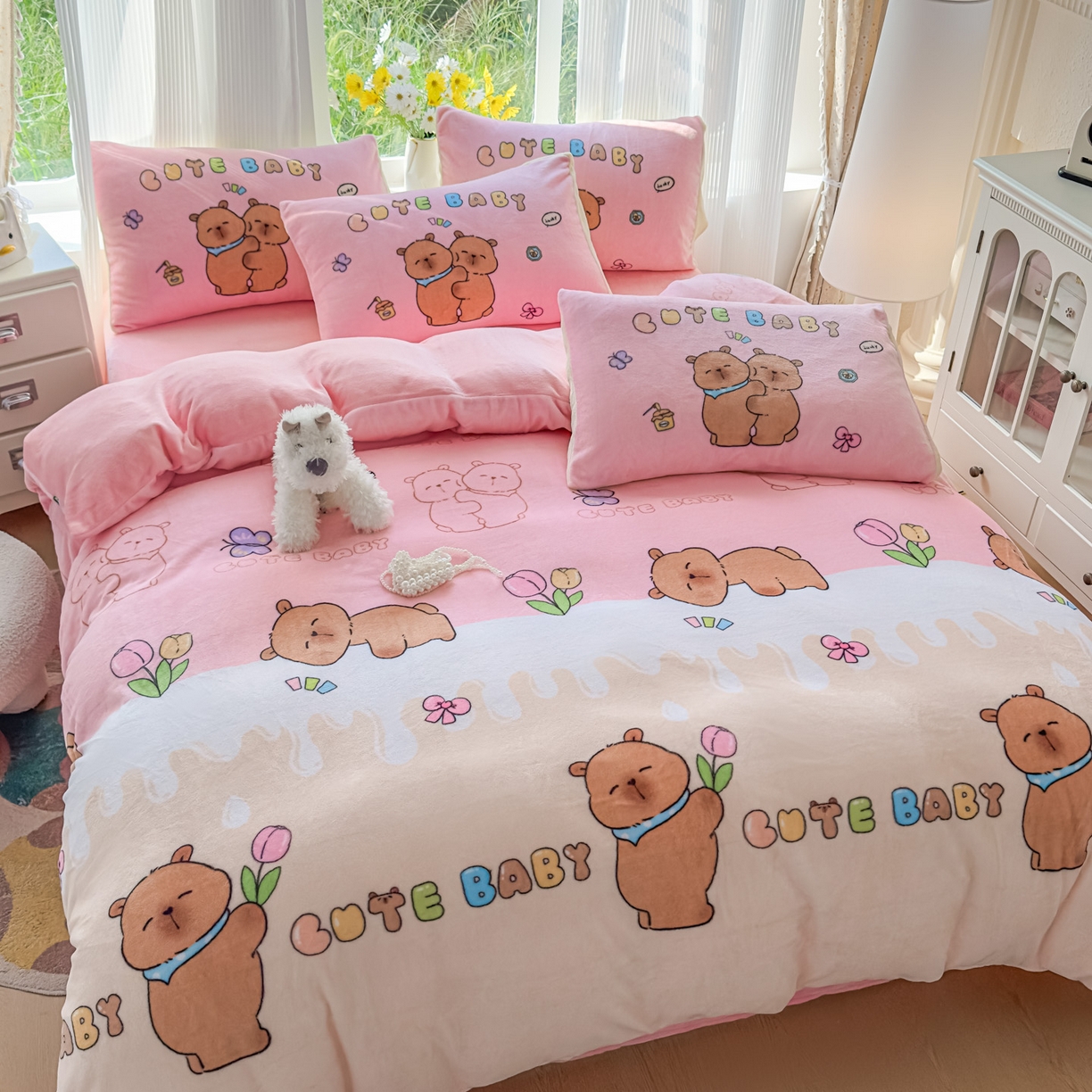 浩诚 2025新款高克重原创设计牛奶绒大版卡通四件套第2批 幸运巴拉