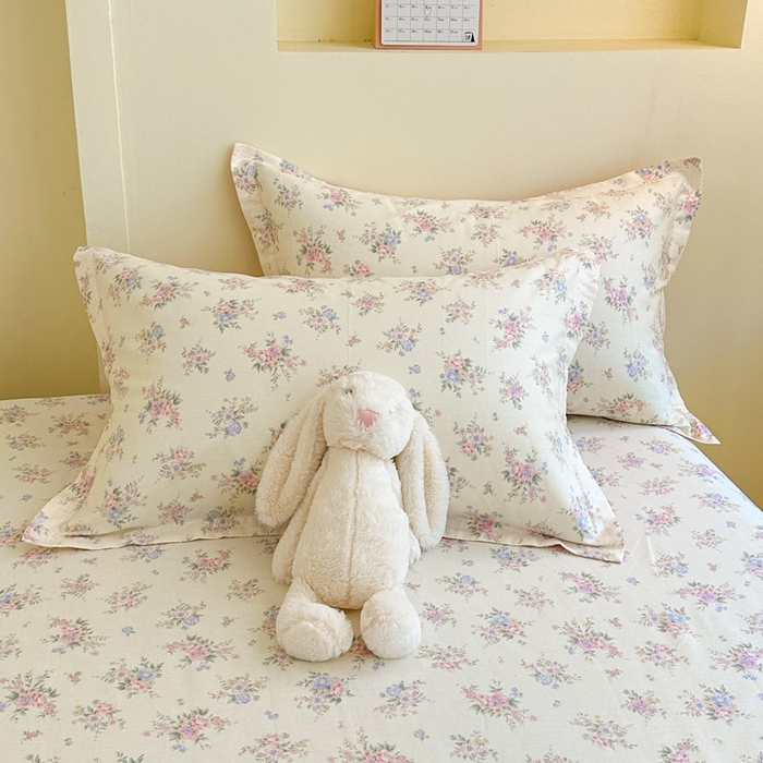 91家纺网 家纺一手货源 找家纺 绵庭家纺 2025新款田园花卉全棉纯棉印花四件套 欧风花影 米