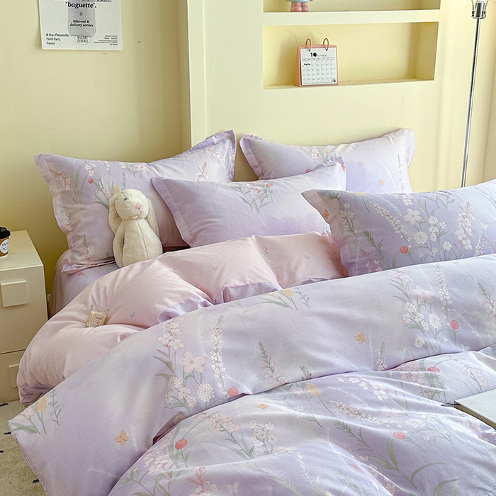 91家纺网 家纺一手货源 找家纺 绵庭家纺 2025新款田园花卉全棉纯棉印花四件套 普罗旺斯