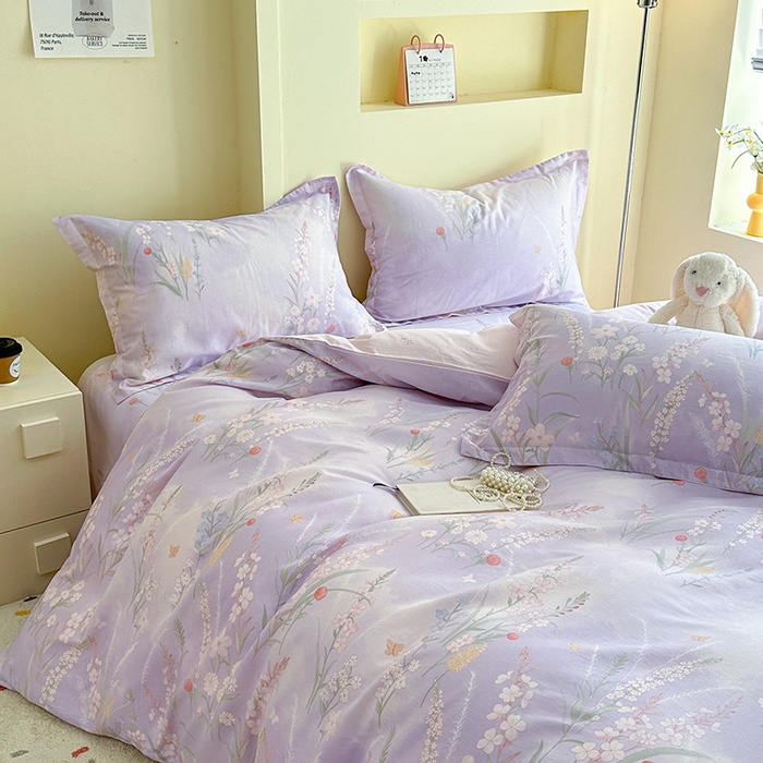 91家纺网 家纺一手货源 找家纺 绵庭家纺 2025新款田园花卉全棉纯棉印花四件套 普罗旺斯