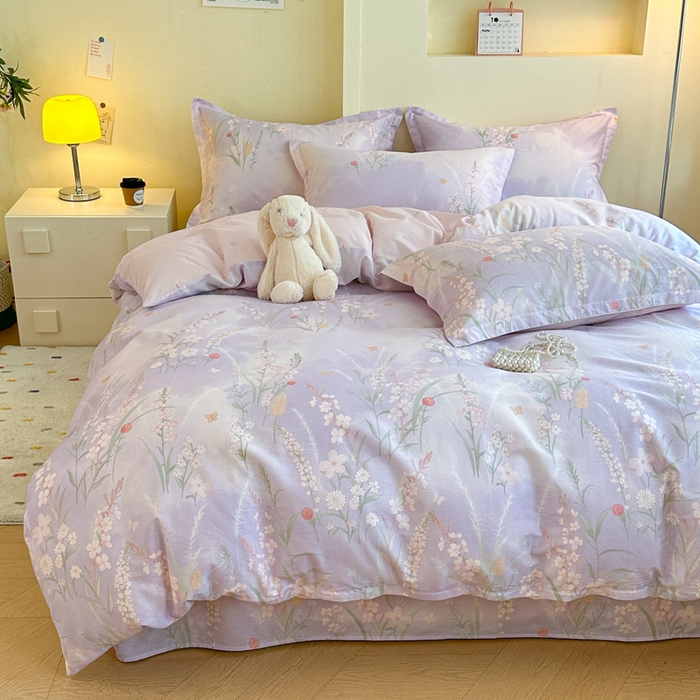 91家纺网 家纺一手货源 找家纺 绵庭家纺 2025新款田园花卉全棉纯棉印花四件套 普罗旺斯