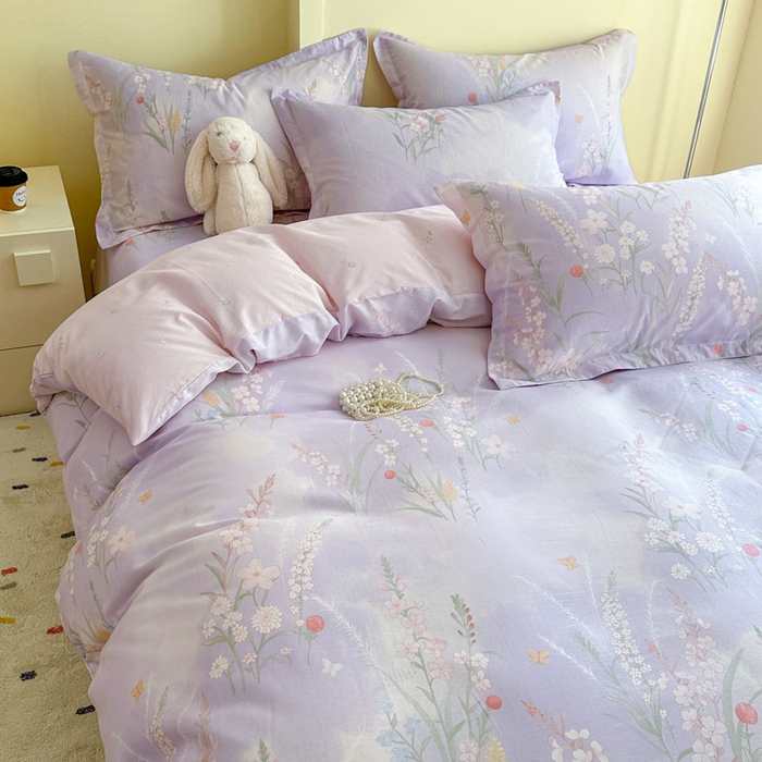 91家纺网 家纺一手货源 找家纺 绵庭家纺 2025新款田园花卉全棉纯棉印花四件套 普罗旺斯