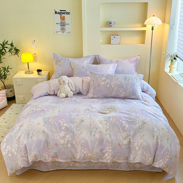 91家纺网 家纺一手货源 找家纺 绵庭家纺 2025新款田园花卉全棉纯棉印花四件套 普罗旺斯