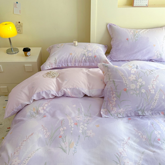 91家纺网 家纺一手货源 找家纺 绵庭家纺 2025新款田园花卉全棉纯棉印花四件套 普罗旺斯