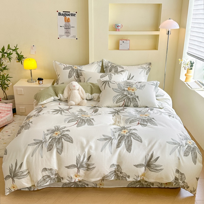 91家纺网 家纺一手货源 找家纺 绵庭家纺 2025新款田园花卉全棉纯棉印花四件套 秋分落叶