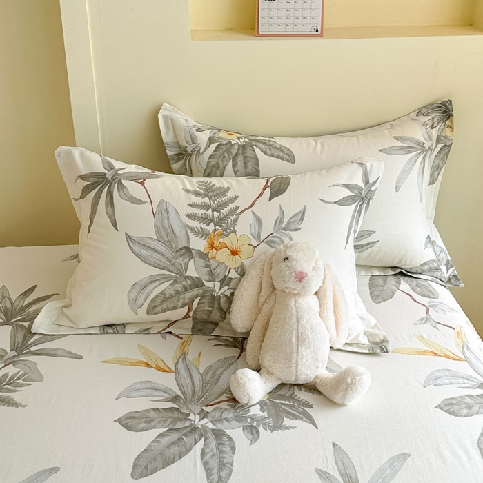 91家纺网 家纺一手货源 找家纺 绵庭家纺 2025新款田园花卉全棉纯棉印花四件套 秋分落叶