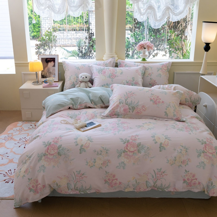 91家纺网 家纺一手货源 找家纺 绵庭家纺 2025新款田园花卉全棉纯棉印花四件套 若影花梦