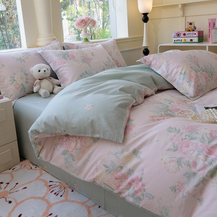 91家纺网 家纺一手货源 找家纺 绵庭家纺 2025新款田园花卉全棉纯棉印花四件套 若影花梦