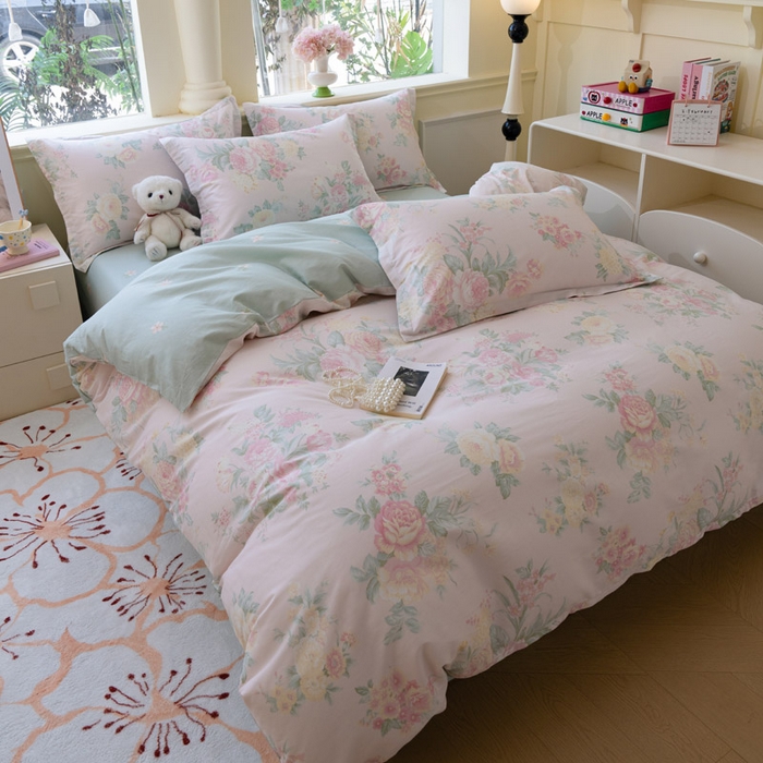 91家纺网 家纺一手货源 找家纺 绵庭家纺 2025新款田园花卉全棉纯棉印花四件套 若影花梦