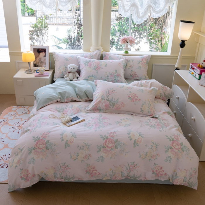 91家纺网 家纺一手货源 找家纺 绵庭家纺 2025新款田园花卉全棉纯棉印花四件套 若影花梦