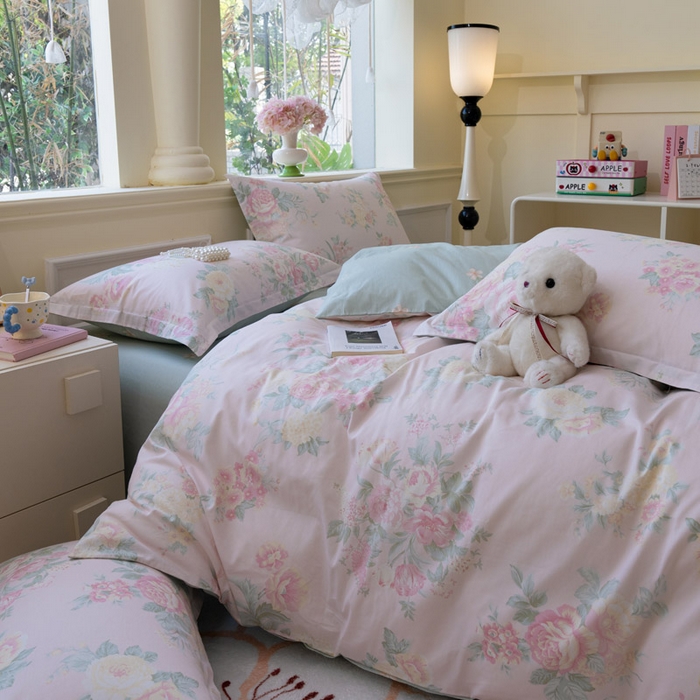 91家纺网 家纺一手货源 找家纺 绵庭家纺 2025新款田园花卉全棉纯棉印花四件套 若影花梦