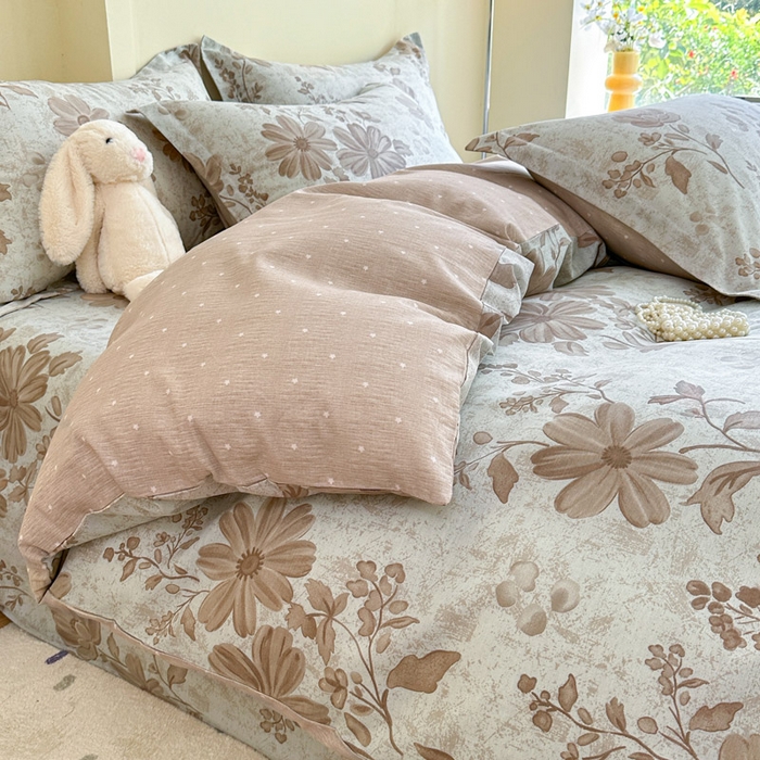 91家纺网 家纺一手货源 找家纺 绵庭家纺 2025新款田园花卉全棉纯棉印花四件套 塞纳风情