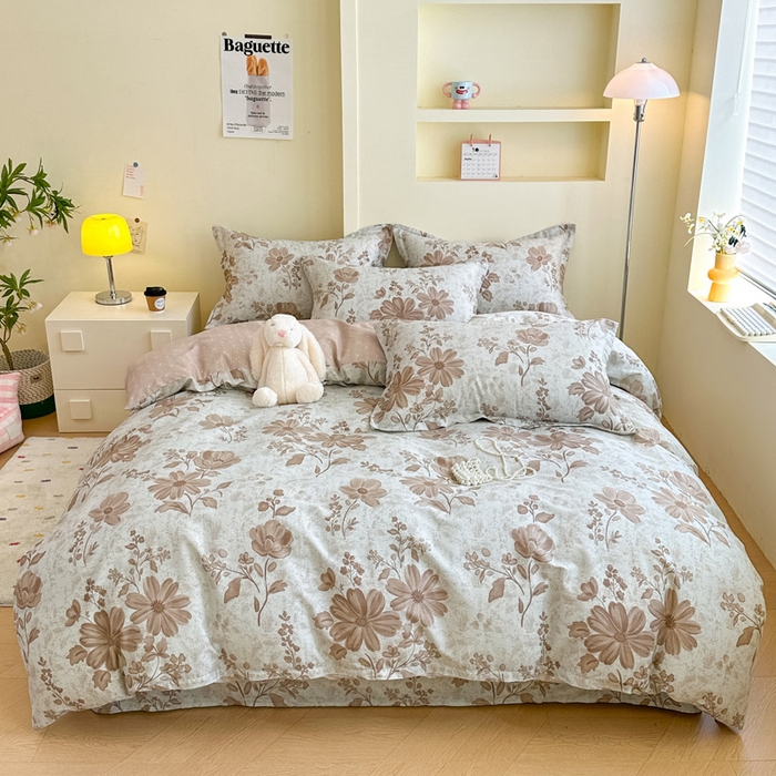 91家纺网 家纺一手货源 找家纺 绵庭家纺 2025新款田园花卉全棉纯棉印花四件套 塞纳风情