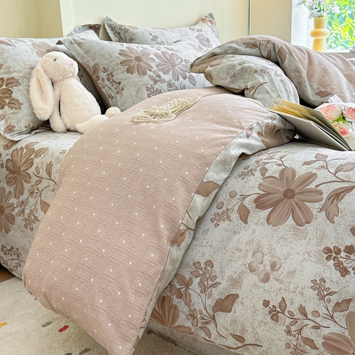 91家纺网 家纺一手货源 找家纺 绵庭家纺 2025新款田园花卉全棉纯棉印花四件套 塞纳风情