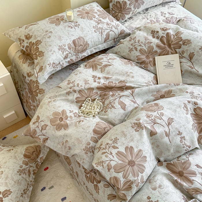 91家纺网 家纺一手货源 找家纺 绵庭家纺 2025新款田园花卉全棉纯棉印花四件套 塞纳风情