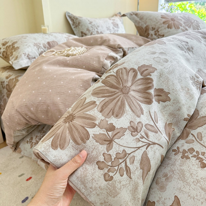 91家纺网 家纺一手货源 找家纺 绵庭家纺 2025新款田园花卉全棉纯棉印花四件套 塞纳风情