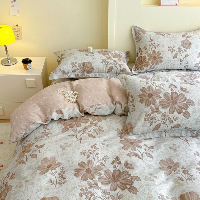 91家纺网 家纺一手货源 找家纺 绵庭家纺 2025新款田园花卉全棉纯棉印花四件套 塞纳风情