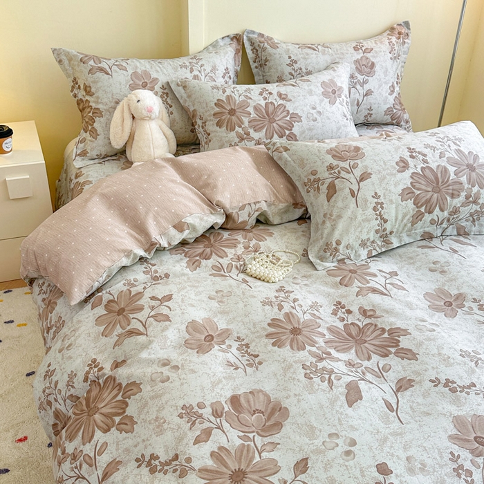 91家纺网 家纺一手货源 找家纺 绵庭家纺 2025新款田园花卉全棉纯棉印花四件套 塞纳风情