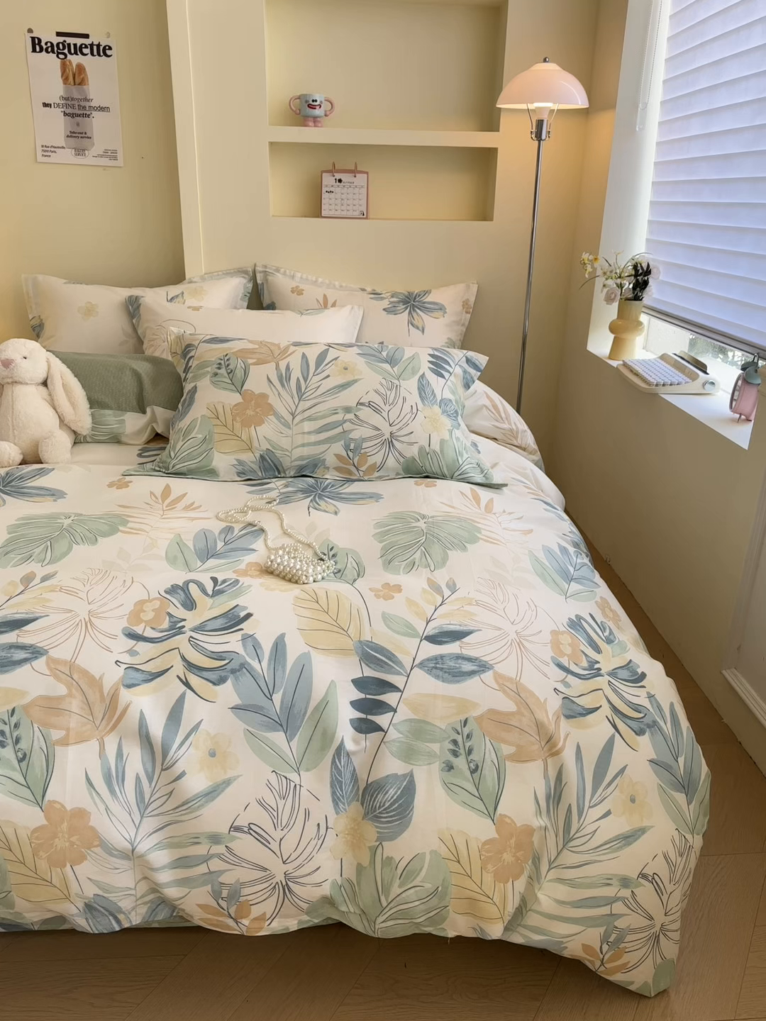 91家纺网 家纺一手货源 找家纺 绵庭家纺 2025新款田园花卉全棉纯棉印花四件套 珊瑚芦苇