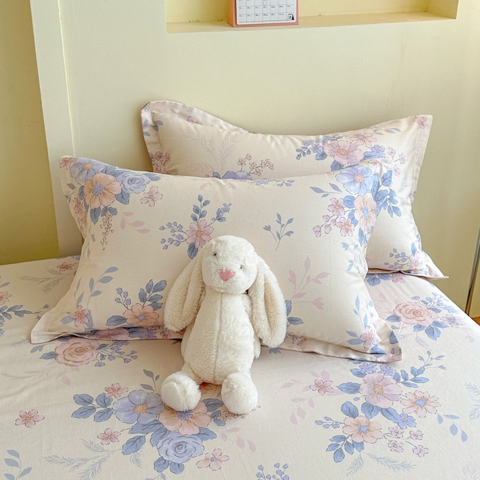 91家纺网 家纺一手货源 找家纺 绵庭家纺 2025新款田园花卉全棉纯棉印花四件套 水墨江南