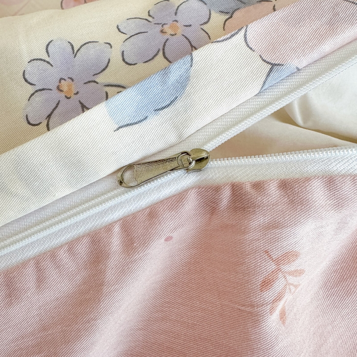 91家纺网 家纺一手货源 找家纺 绵庭家纺 2025新款田园花卉全棉纯棉印花四件套 水墨江南