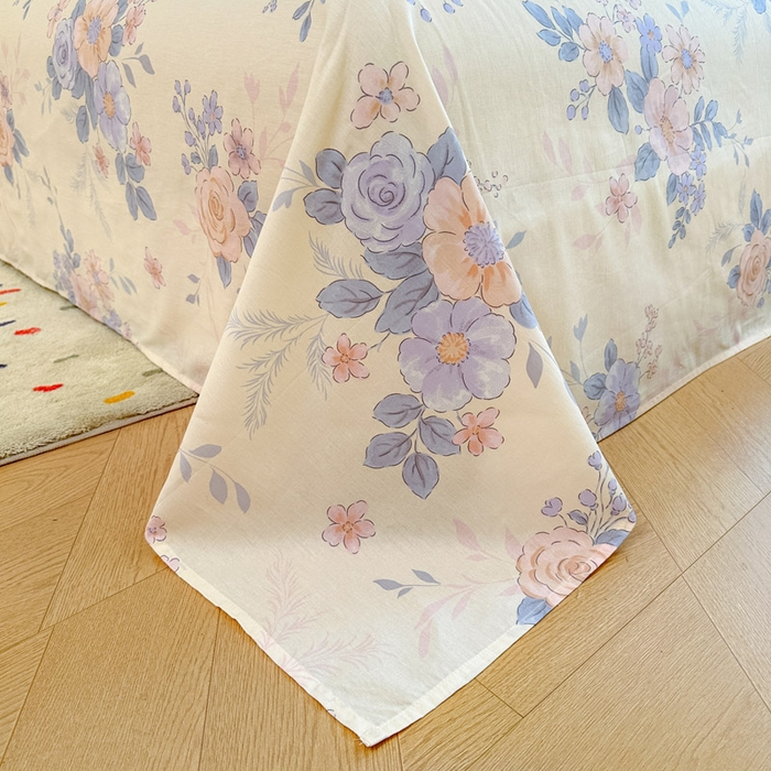 91家纺网 家纺一手货源 找家纺 绵庭家纺 2025新款田园花卉全棉纯棉印花四件套 水墨江南