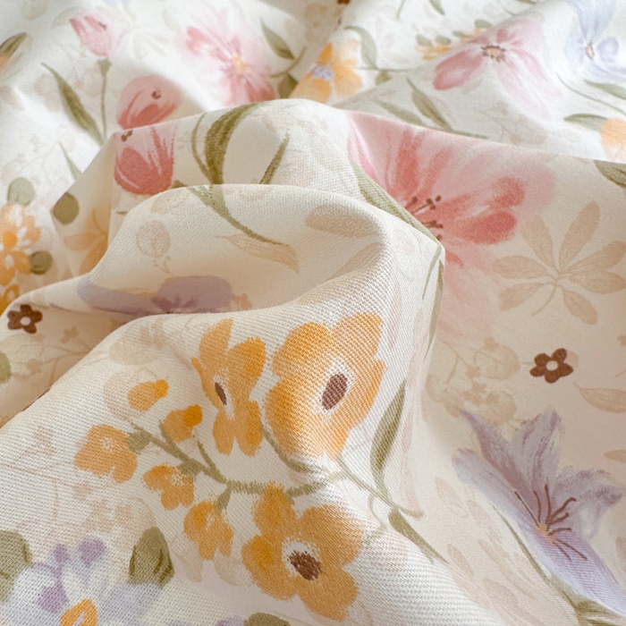 91家纺网 家纺一手货源 找家纺 绵庭家纺 2025新款田园花卉全棉纯棉印花四件套 苏颜粉