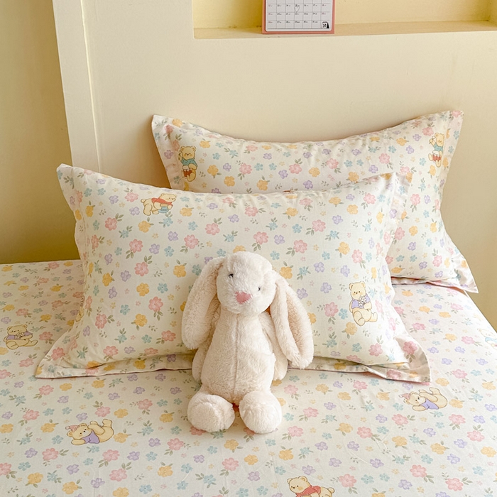 91家纺网 家纺一手货源 找家纺 绵庭家纺 2025新款田园花卉全棉纯棉印花四件套 维尼花海