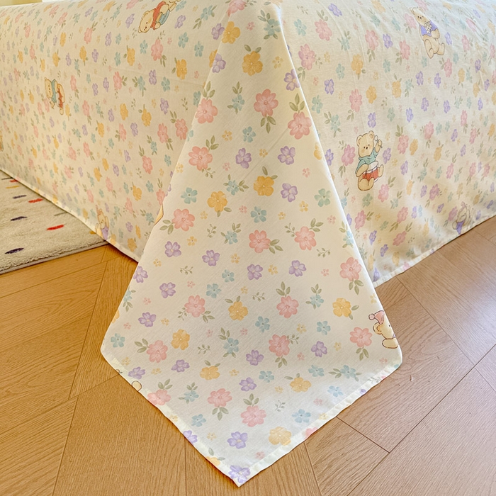 91家纺网 家纺一手货源 找家纺 绵庭家纺 2025新款田园花卉全棉纯棉印花四件套 维尼花海