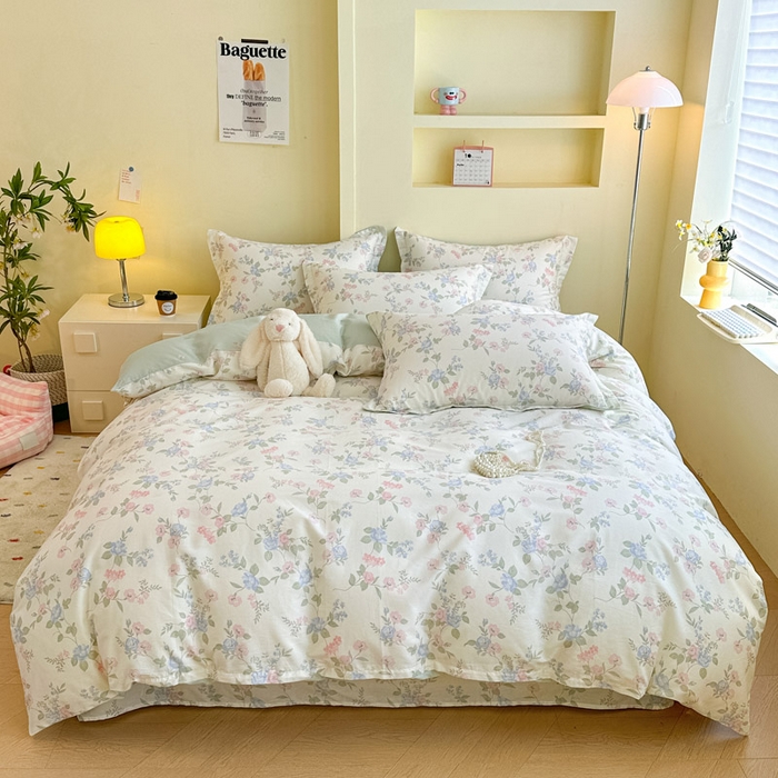 91家纺网 家纺一手货源 找家纺 绵庭家纺 2025新款田园花卉全棉纯棉印花四件套 希薇