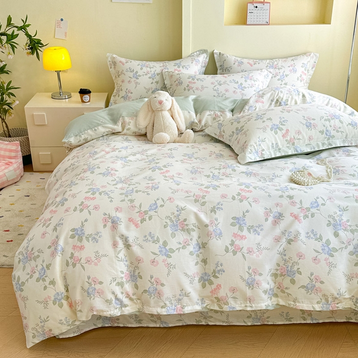 91家纺网 家纺一手货源 找家纺 绵庭家纺 2025新款田园花卉全棉纯棉印花四件套 希薇