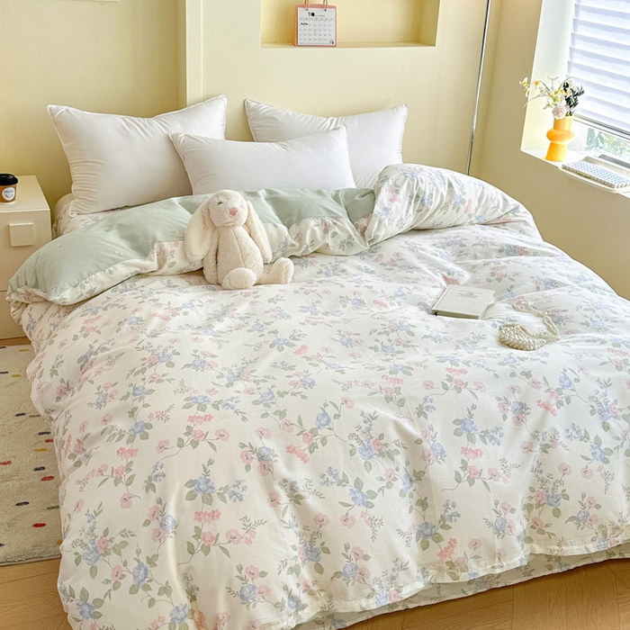 91家纺网 家纺一手货源 找家纺 绵庭家纺 2025新款田园花卉全棉纯棉印花四件套 希薇