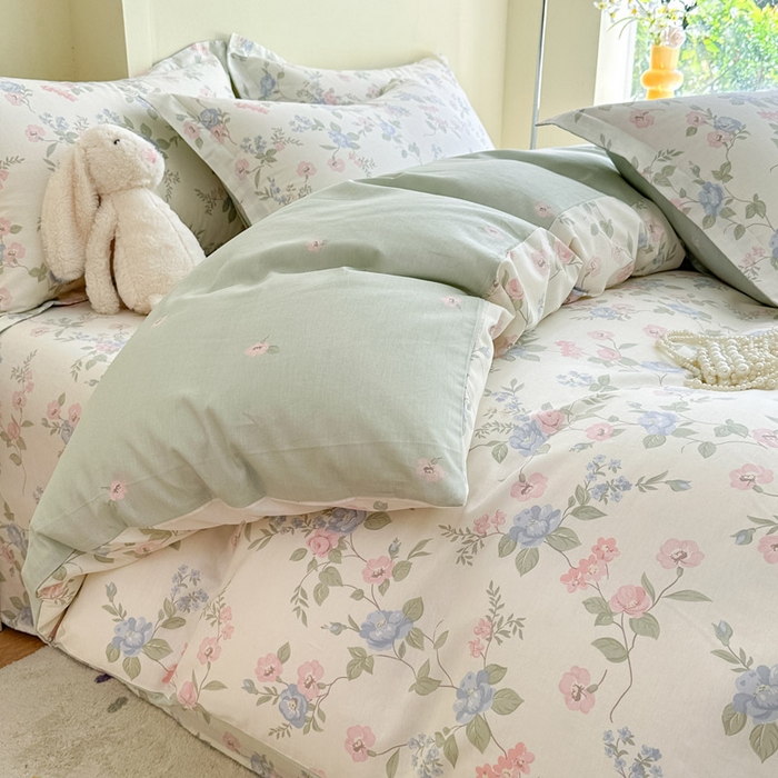 91家纺网 家纺一手货源 找家纺 绵庭家纺 2025新款田园花卉全棉纯棉印花四件套 希薇