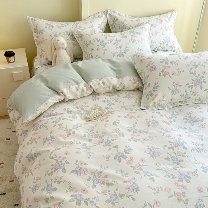 91家纺网 家纺一手货源 找家纺 绵庭家纺 2025新款田园花卉全棉纯棉印花四件套 希薇