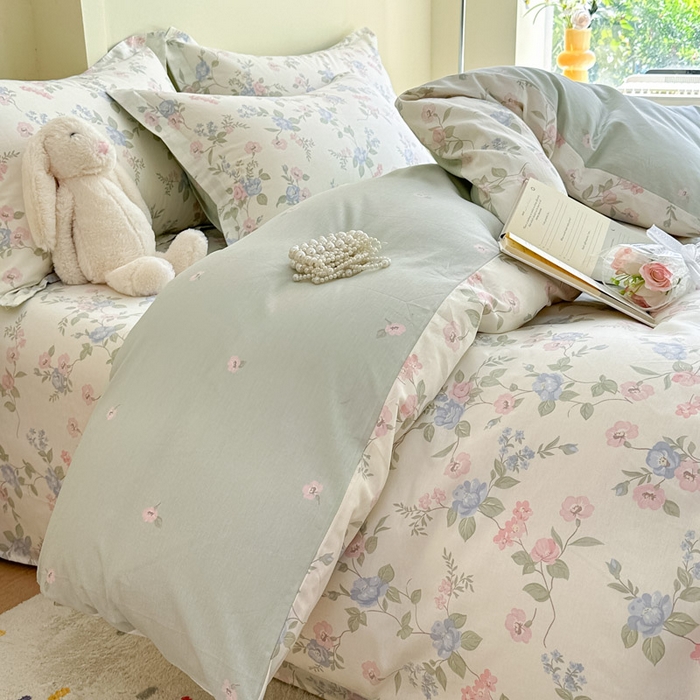 91家纺网 家纺一手货源 找家纺 绵庭家纺 2025新款田园花卉全棉纯棉印花四件套 希薇