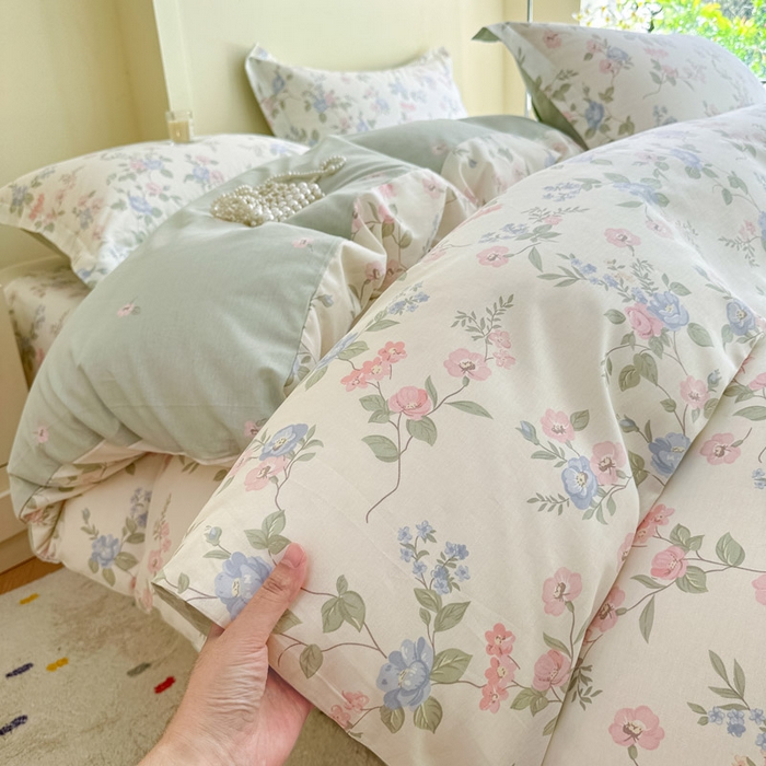 91家纺网 家纺一手货源 找家纺 绵庭家纺 2025新款田园花卉全棉纯棉印花四件套 希薇