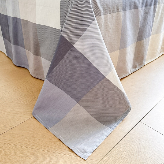 91家纺网 家纺一手货源 找家纺 绵庭家纺 2025新款田园花卉全棉纯棉印花四件套 烟花格章-灰