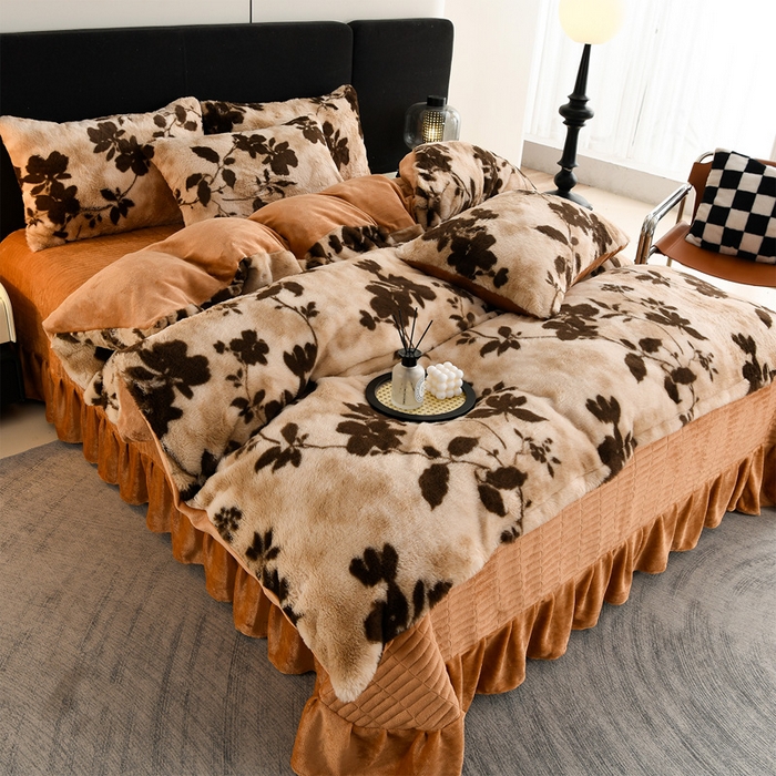 德比尔斯  2025新款兔毛绒兔兔绒牛奶绒四件套床盖款 花漾间