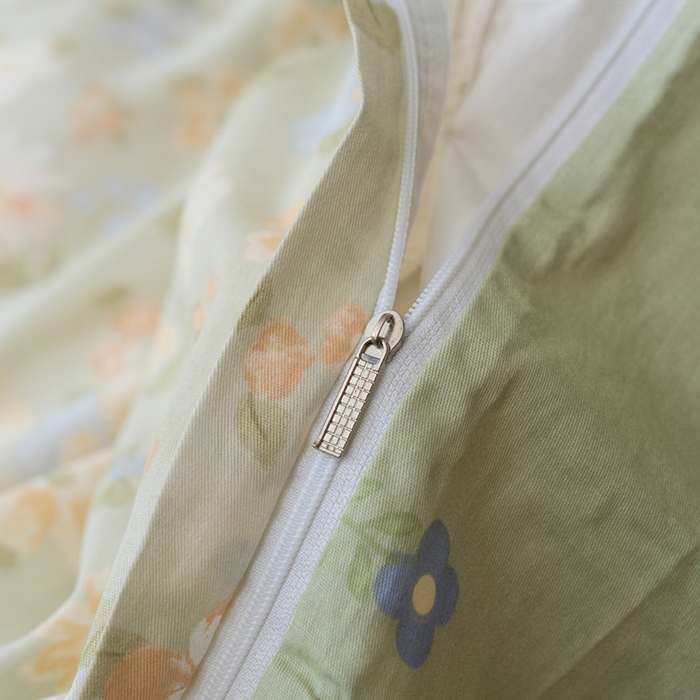 91家纺网 家纺一手货源 找家纺 绵庭家纺 2025新款田园花卉全棉纯棉印花四件套 阳光花朵-绿