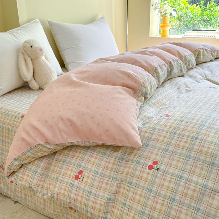 91家纺网 家纺一手货源 找家纺 绵庭家纺 2025新款田园花卉全棉纯棉印花四件套 樱桃计划