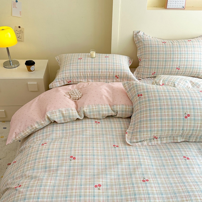 91家纺网 家纺一手货源 找家纺 绵庭家纺 2025新款田园花卉全棉纯棉印花四件套 樱桃计划