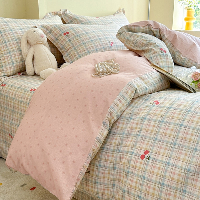 91家纺网 家纺一手货源 找家纺 绵庭家纺 2025新款田园花卉全棉纯棉印花四件套 樱桃计划