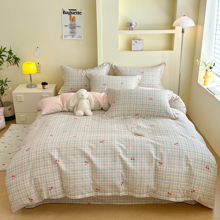 91家纺网 家纺一手货源 找家纺 绵庭家纺 2025新款田园花卉全棉纯棉印花四件套 樱桃计划