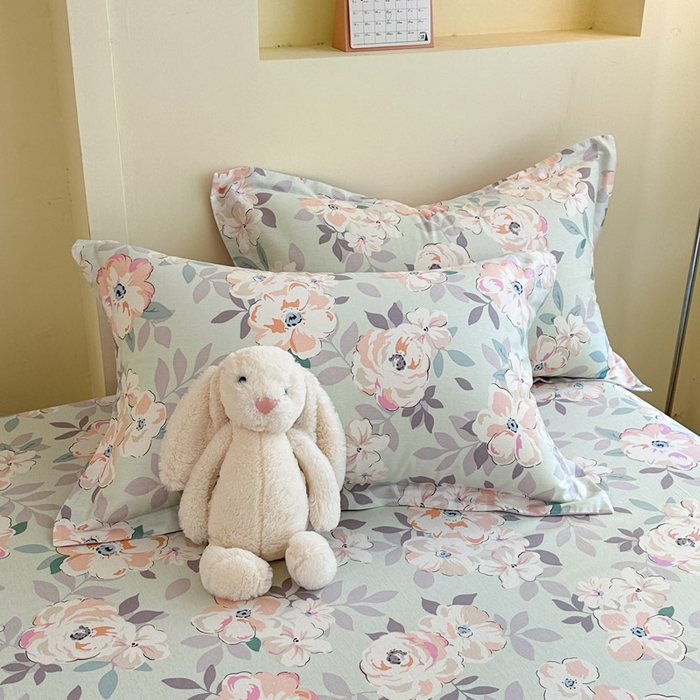 91家纺网 家纺一手货源 找家纺 绵庭家纺 2025新款田园花卉全棉纯棉印花四件套 幽兰花梦兰