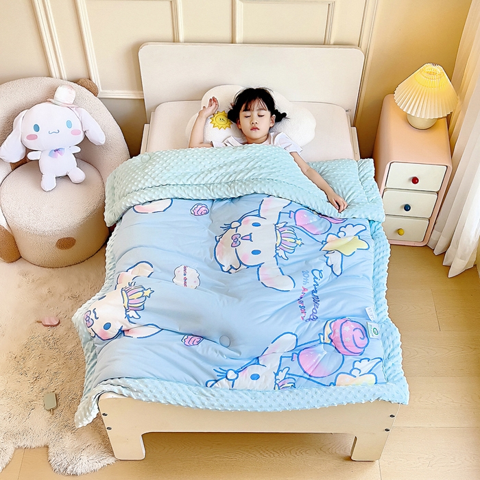 吉咪兔家纺 25年新款三丽鸥库洛米儿童豆豆被针织棉幼儿园宝宝午睡春秋四季婴儿被子皇冠玉桂狗