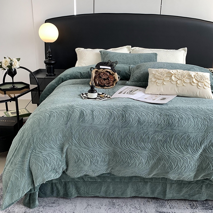 91家纺网 家纺一手货源 找家纺 （总）莱豫家纺 2025新款全消光雕花牛奶绒四件套-流年